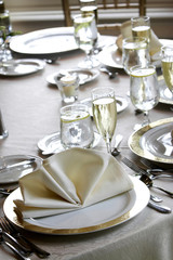 wedding tables set for fine dining