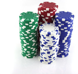 4 stacks of casino chips