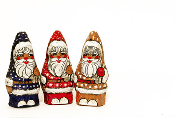 groupe de pere noel en chocolat