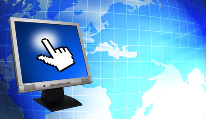 lcd monitor on world map