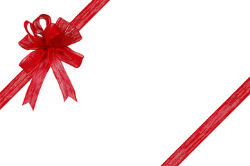 gift ribbon and bow on a white background