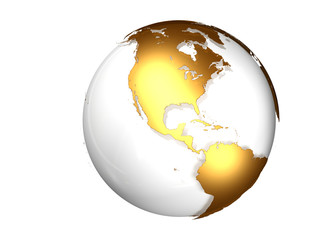 golden globe with view north and south america