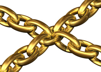 Obraz premium golden chains kept toghether by a central chain el