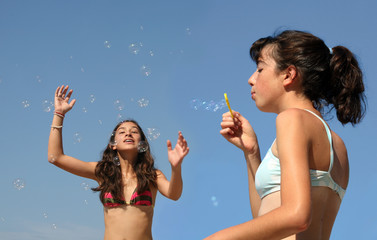 girls with bubbles