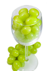 grapes in wine glass top view