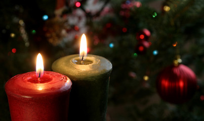two christmas candles