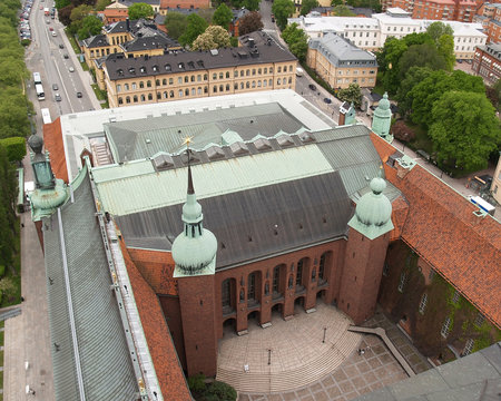 aerial view of stockholm city hall