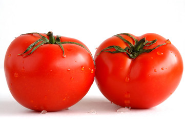 two fresh and juicy tomatoes