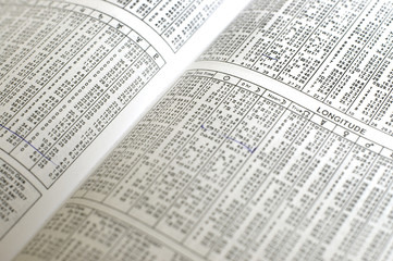 table of figures from an ephemeride