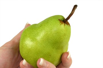 hand holding pear