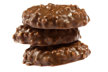 chocolate cookies on white background