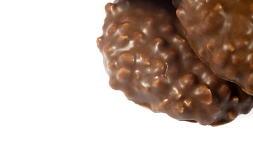 chocolate cookies on white background