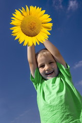 boy with sunflower