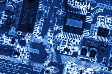 blue glowing circuit board
