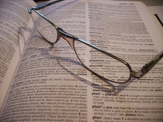 plaintiff in dictionary with glasses
