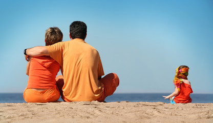 family on the beach