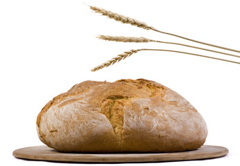 bread loaf with wheat isolated 2