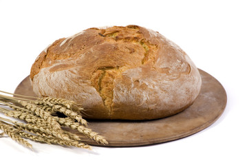 bread loaf with wheat isolated 1