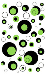 green, black, and white circles