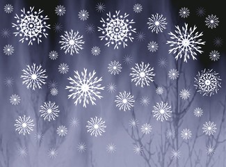 snowflakes on misty grey background