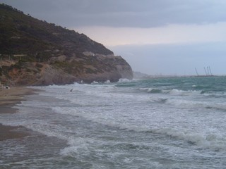 stormy sea with yachts