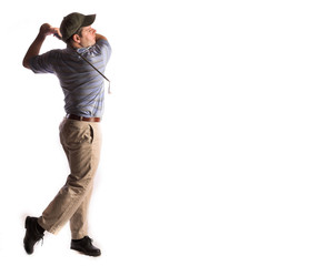 golf swing isloated on white
