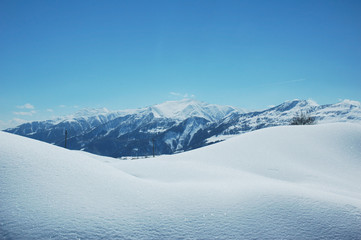 mountains under snow in winter  - georgia, gudauri