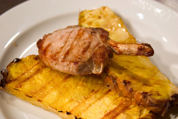 roasted meat with pine