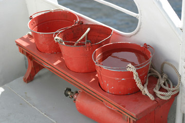 red buckets