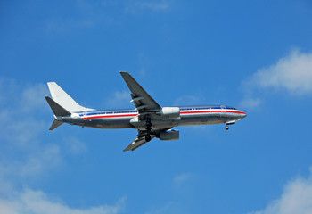 Fototapeta premium modern passenger jet at takeoff