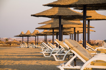 sunbeds and parasols