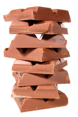 a pile of chocolate isolated on a white background