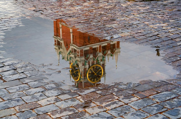 the red square. reflection of the kremlin