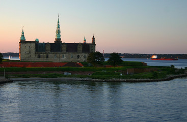 the castle of the danish prince hamlet, sunset
