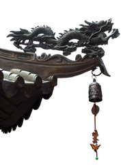 isolated chinese dragon and bell