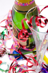bright and colorful party scene with champagne