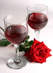 red wine and rose
