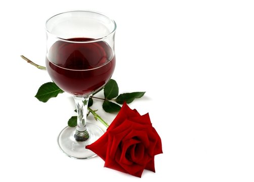 wine glass and rose