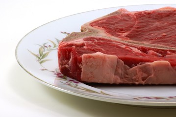 raw t-bone steak