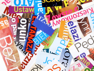 magazine cuttings - incomplete words
