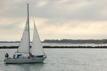 sail boat coming into port