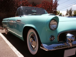 blue old classic car