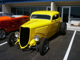 yellow american hotrod