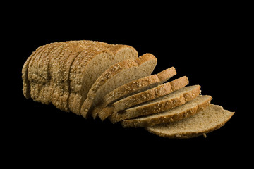 sliced wheat bread isolation