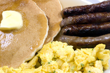 pancakes, eggs and sausage 2