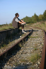 old railway and a traveller