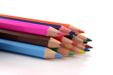 Fototapeta premium stack of colored pencils on a white background