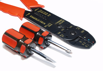 screwdrivers and wire cutter isolated