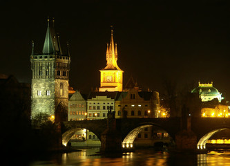 Obraz premium prag - karlsbrücke an moldau