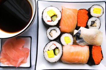 assorted sushi on plate